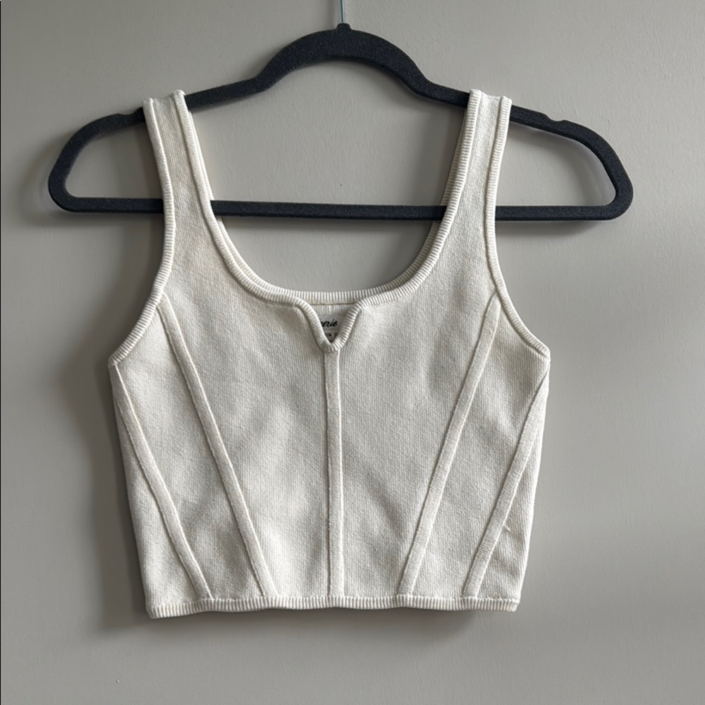 Aerie Ribbed Crop Tank Top in Cream, NWOT